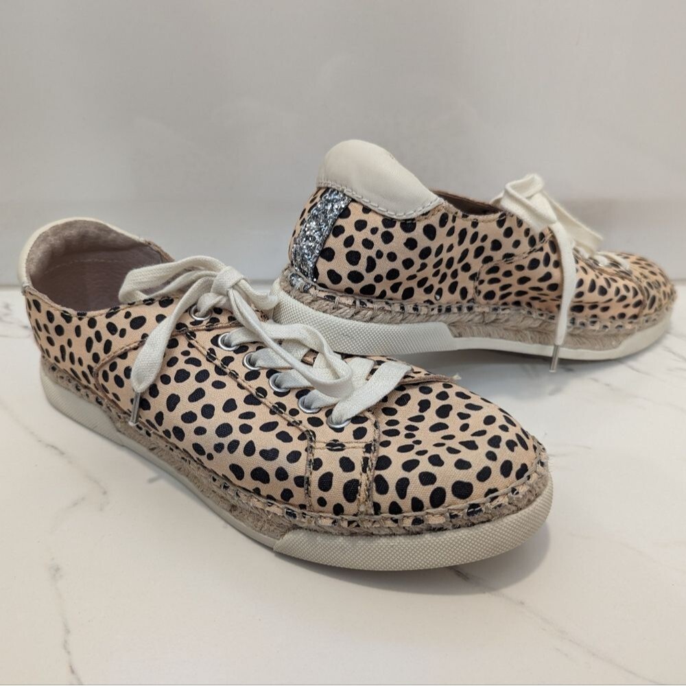 Dolce Vita Morris Women's Leopard Print Espadrille Sneakers Silver Glitter 8